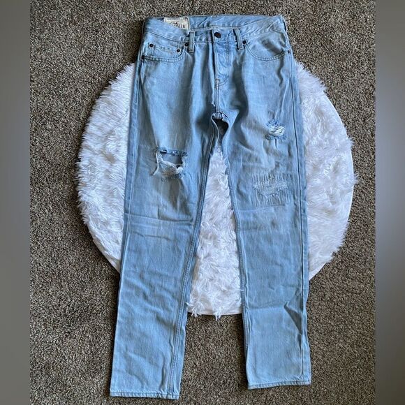 Hollister Button Fly Slim Straight Jeans Distressed Mens Size 30x32 - Picture 1 of 10